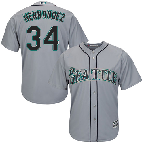 Mariners #34 Felix Hernandez Grey Road Women's Stitched MLB Jersey - Click Image to Close